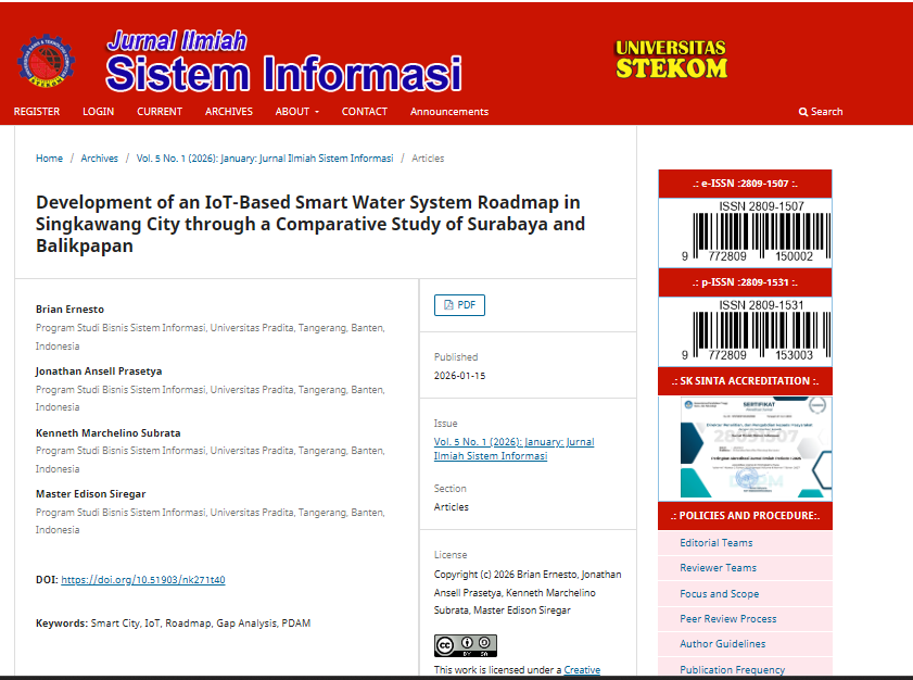 Development of an IoT-Based Smart Water System Roadmap journal cover
